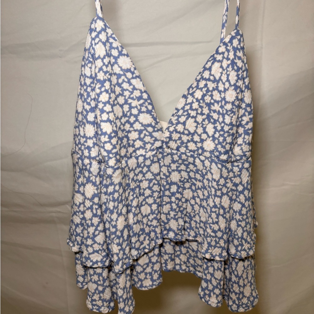 Ocean Drive Blue and Cream Floral Camisole